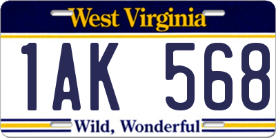 WV license plate 1AK568
