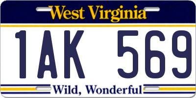 WV license plate 1AK569