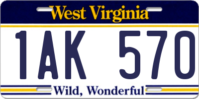 WV license plate 1AK570