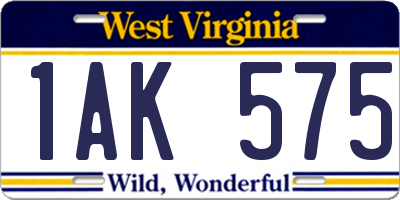 WV license plate 1AK575