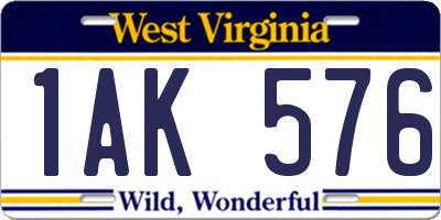WV license plate 1AK576