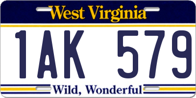 WV license plate 1AK579