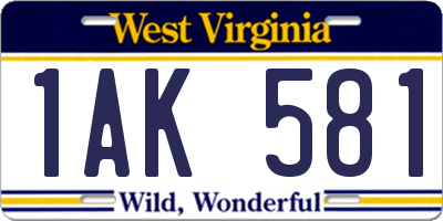 WV license plate 1AK581