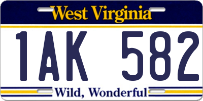 WV license plate 1AK582