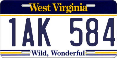 WV license plate 1AK584
