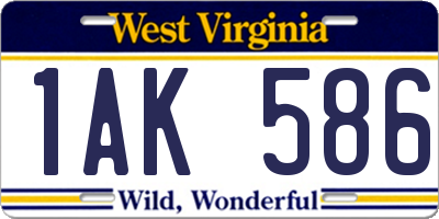 WV license plate 1AK586