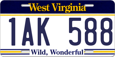 WV license plate 1AK588