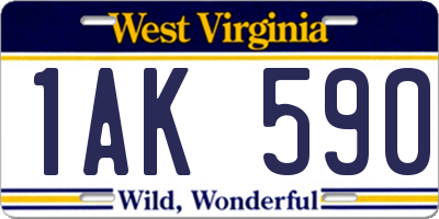 WV license plate 1AK590