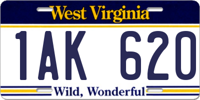 WV license plate 1AK620