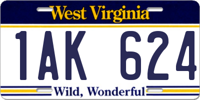 WV license plate 1AK624