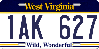 WV license plate 1AK627