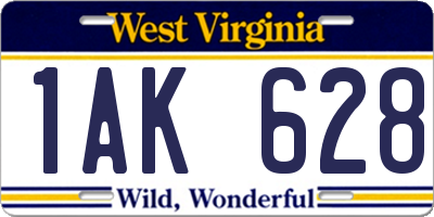 WV license plate 1AK628