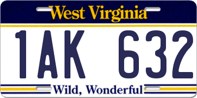 WV license plate 1AK632