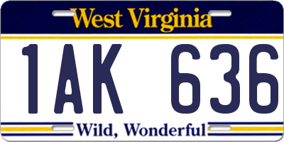 WV license plate 1AK636