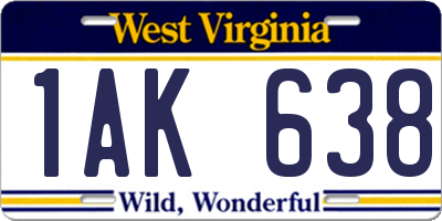 WV license plate 1AK638