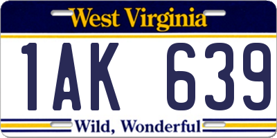 WV license plate 1AK639