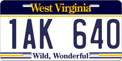 WV license plate 1AK640