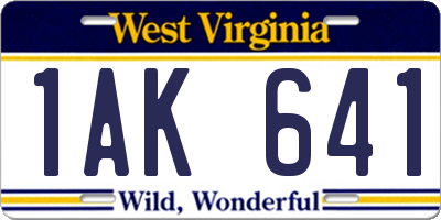 WV license plate 1AK641