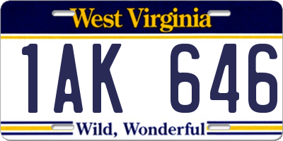 WV license plate 1AK646