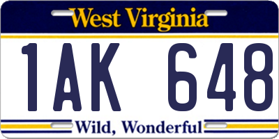 WV license plate 1AK648