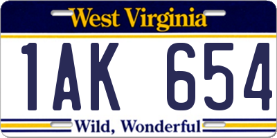 WV license plate 1AK654