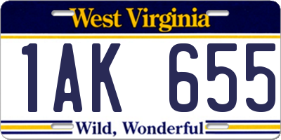 WV license plate 1AK655