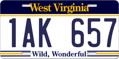 WV license plate 1AK657