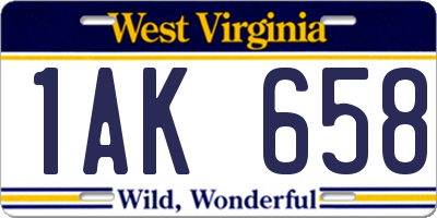 WV license plate 1AK658