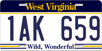 WV license plate 1AK659