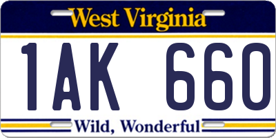 WV license plate 1AK660