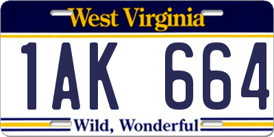 WV license plate 1AK664