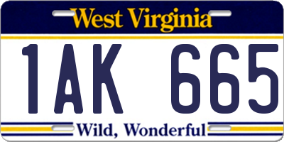 WV license plate 1AK665