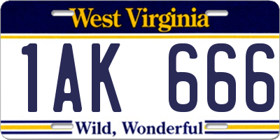 WV license plate 1AK666