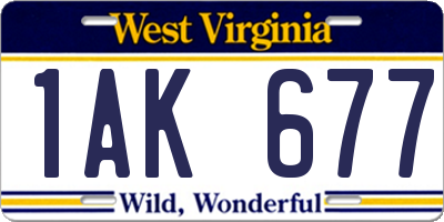 WV license plate 1AK677