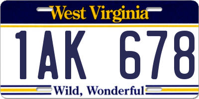 WV license plate 1AK678