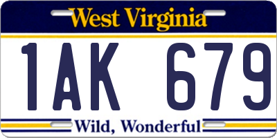 WV license plate 1AK679