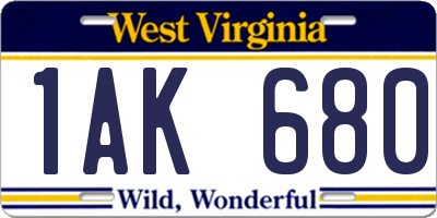 WV license plate 1AK680