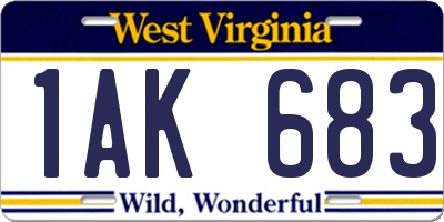 WV license plate 1AK683