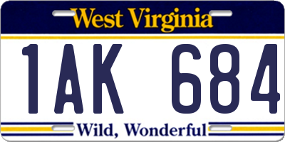 WV license plate 1AK684