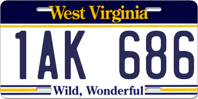 WV license plate 1AK686
