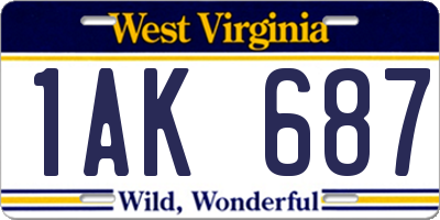WV license plate 1AK687