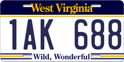 WV license plate 1AK688