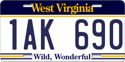 WV license plate 1AK690