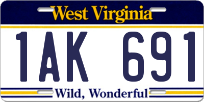 WV license plate 1AK691