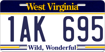 WV license plate 1AK695