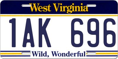 WV license plate 1AK696