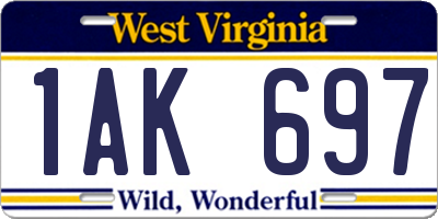WV license plate 1AK697