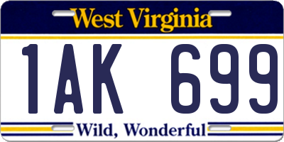 WV license plate 1AK699