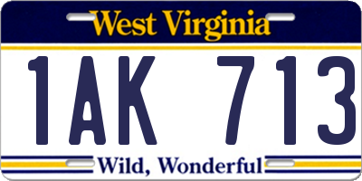 WV license plate 1AK713