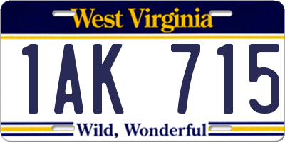 WV license plate 1AK715
